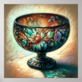 パステルカラフルスケッチアンティークアートガラスボウル ポスター (正面)