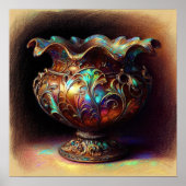 パステルカラフルスケッチアンティークアートガラスボウル ポスター (正面)