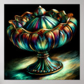 パステルカラフルスケッチアンティークアートグラスコンポート ポスター (正面)