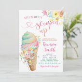 パステルカラフルスコップアップアイスクリームブライダルシャワー 招待状 (スタンド正面)