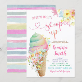 パステルカラフルスコップアップアイスクリームブライダルシャワー 招待状