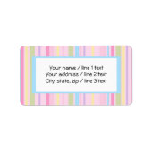 パステルカラフルストライプ |カスタム住所 シール (正面)