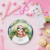 パステルカラフルスロス誕生日 ペーパープレート (パーティー)