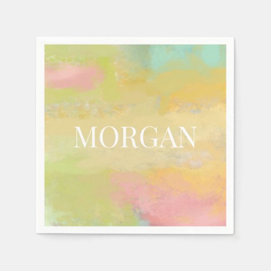 パステルカラフルズカラーブロックカスタムパーティー スタンダードカクテルナプキン (正面)