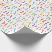 パステルカラフルズハッピーバースデーと紙吹雪 ラッピングペーパー (角)