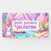 パステルカラフルズマジカルカワイユニコーン誕生日 横断幕 (横)