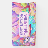 パステルカラフルズマジカルカワイユニコーン誕生日 横断幕 (縦)