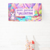 パステルカラフルズマジカルカワイユニコーン誕生日 横断幕 (インサイチュ)