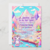 パステルカラフルズマジカルデイキュートユニコーン誕生日 招待状 (正面)