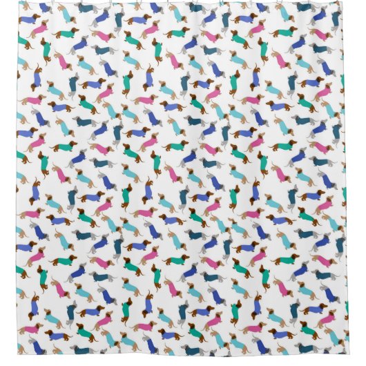 パステルカラフルダッシュンドシャワーカーテン シャワーカーテン (正面)