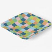パステルカラフルチェッカーボードパターン ペーパープレート (傾斜あり)