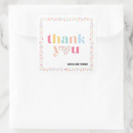 パステルカラフルツインズベビーシャワーありがとうお願い スクエアシール