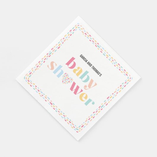 パステルカラフルツインズベビーシャワーパーソナライズされた スタンダードランチョンナプキン (角)