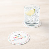 パステルカラフルツインズベビーシャワーパーソナライズされた ラウンドペーパーコースター (インサイチュ)