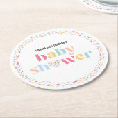 パステルカラフルツインズベビーシャワーパーソナライズされた ラウンドペーパーコースター (アングル)