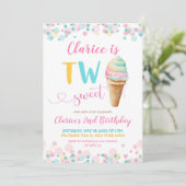 パステルカラフルツースイートキッズセカンド誕生日 招待状 (スタンド正面)