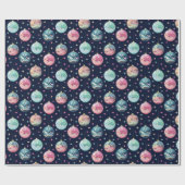 パステルカラフルディスコボールオーナメントクリスマス ラッピングペーパー (フラット)