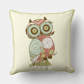 パステルカラフルトーンレトロフローラフクロウ クッション (裏面)