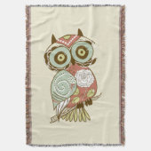 パステルカラフルトーンレトロフローラフクロウ スローブランケット (正面縦)