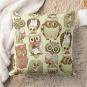 パステルカラフルトーンレトロフローラOwlsパターン クッション (ブランケット)