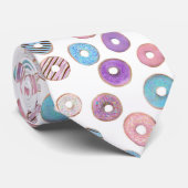 パステルカラフルドーナッツピンクとブルーイラストレーション ネクタイ (ロール)