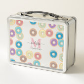 パステルカラフルドーナツ&スプリンクルズモノグラム メタルランチボックス (裏面)