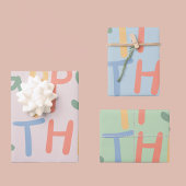 パステルカラフルハッピーバースデーはっきりした文字ギフト ラッピングペーパーシート