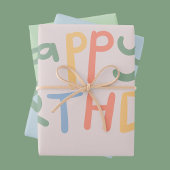 パステルカラフルハッピーバースデーはっきりした文字ギフト ラッピングペーパーシート