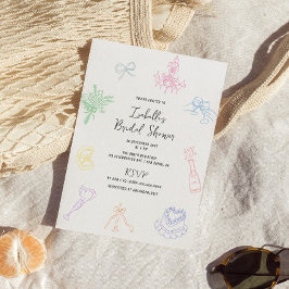 パステルカラフルハンドドロードブライダルシャワー 招待状