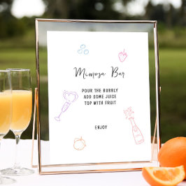 パステルカラフルハンドドロードミモザバー ポスター