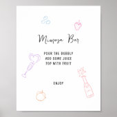 パステルカラフルハンドドロードミモザバー ポスター (正面)