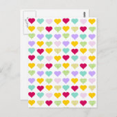 パステルカラフルハートパターン ポストカード (正面/裏面)