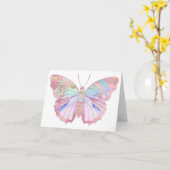 パステルカラフルバタフライ空白の カード (黄色い花)