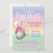パステルカラフルバニーイヤーズイースターエッグ狩りパーティー 招待状 (正面)
