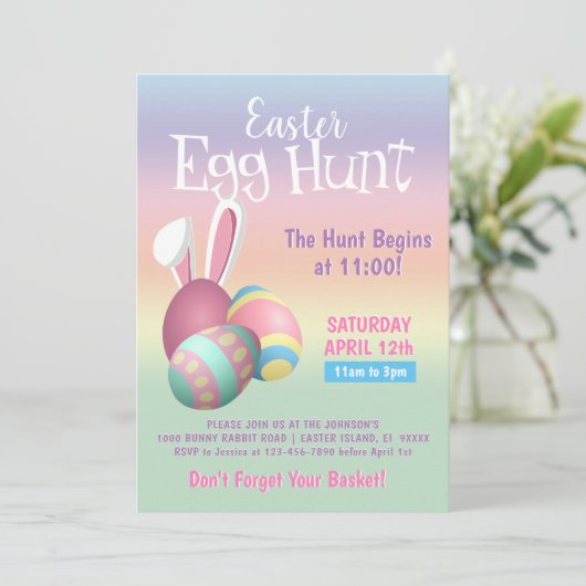 パステルカラフルバニーイヤーズイースターエッグ狩りパーティー 招待状 (スタンド正面)