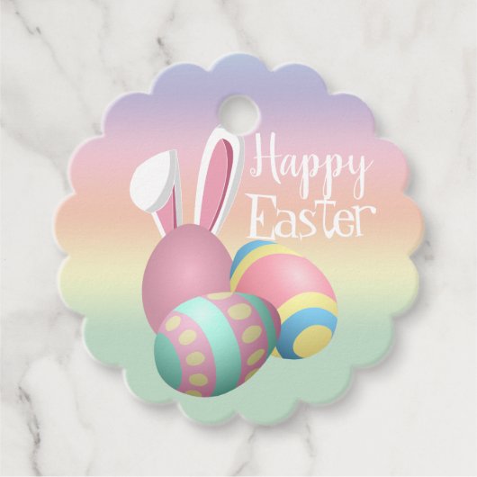 パステルカラフルバニー耳ハッピーイースター フェイバータグ (正面)