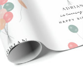 パステルカラフルバルーンモダン誕生日名の年齢 ラッピングペーパー (ロールコーナー)