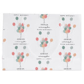 パステルカラフルバルーンモダン誕生日名の年齢 ラージペーパーバッグ (裏面)