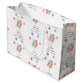 パステルカラフルバルーンモダン誕生日名の年齢 ラージペーパーバッグ (裏面アングル)