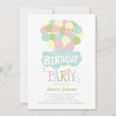 パステルカラフルバルーン子供の誕生日招待状 招待状 (正面)