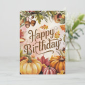 パステルカラフルパンプキンオータム秋ハッピーバースデー カード (スタンド正面)