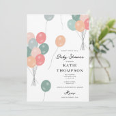 パステルカラフルパーティーバルーン赤ちゃんシャワー 招待状 (スタンド正面)