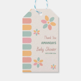 パステルカラフルフラワーベビーシャワーパーティー ギフトタグ