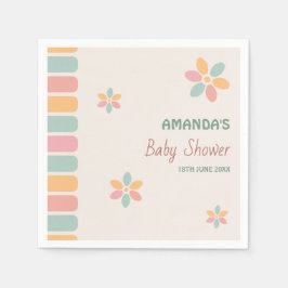 パステルカラフルフラワーベビーシャワーパーティー スタンダードカクテルナプキン