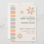 パステルカラフルフラワーベビーシャワーパーティー 招待状 (正面)