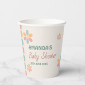 パステルカラフルフラワーベビーシャワーパーティー 紙コップ (正面)