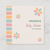 パステルカラフルフラワーベビーシャワーベビー予測 エンクロージャーカード (裏面)