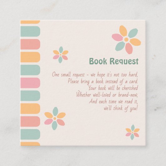 パステルカラフルフラワーベビーシャワー予約リクエスト エンクロージャーカード (正面)