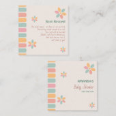 パステルカラフルフラワーベビーシャワー予約リクエスト エンクロージャーカード (正面/裏面)