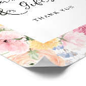 パステルカラフルフローラカードとギフトサイン ポスター (角)